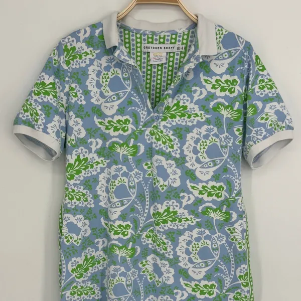 Gretchen Scott Serve It Up Dress XL Blue Green Flora Periwinkle Preppy Coastal - Image 4