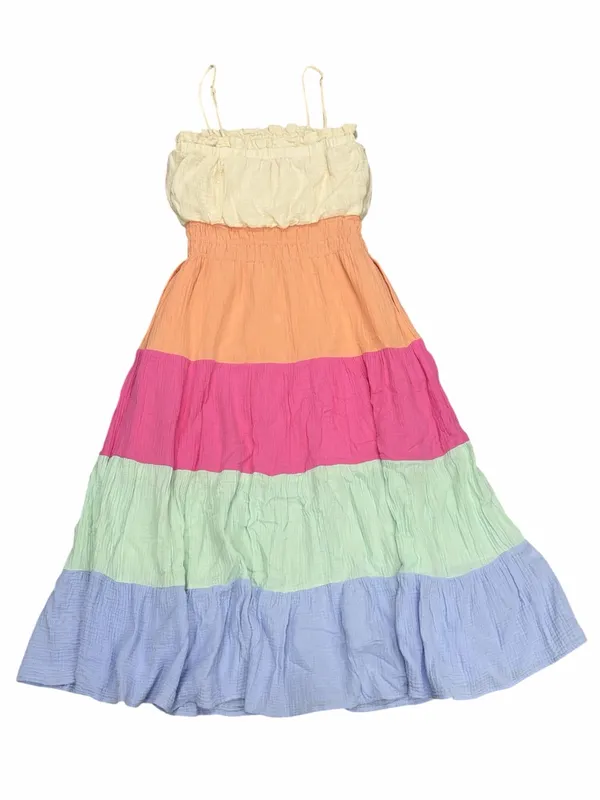 THML Tiered Spaghetti-Strap Maxi Dress in Cream, Peach, Pink, Mint & Lavender - Image 2