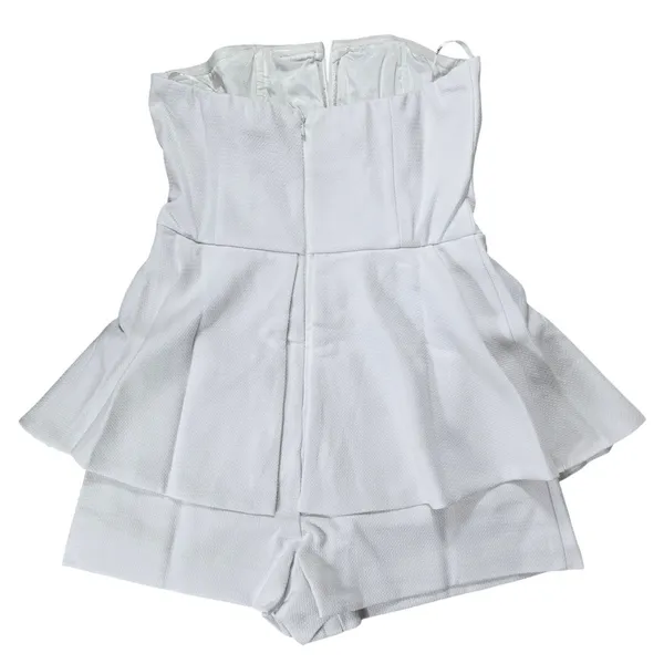 Lulus Where You Are White Strapless Romper Skort Y13152 Small NWT - Image 4
