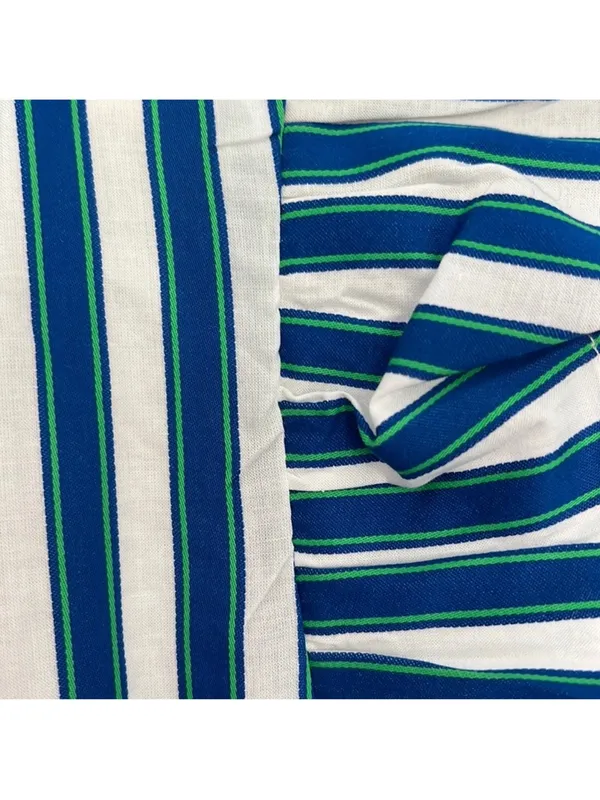 J. Crew Tiered Cotton Dobby Dress in Cape Blue White Green Stripe Large - Image 2