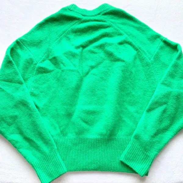 Zara Soft Knit Sweater Womens Size XS Neon Green Wool Blend Crewneck Raglan Cozy - Image 11