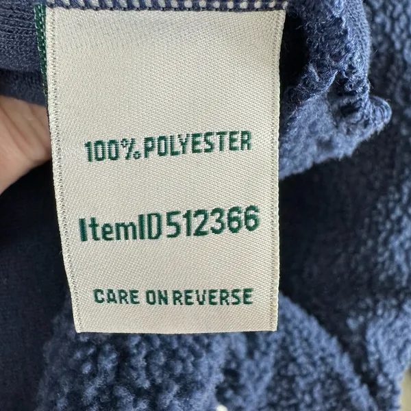 L.L.‎ Bean Navy Blue Mock Neck Fleece Pullover Hand-Warming Pouch Size XS - Image 5