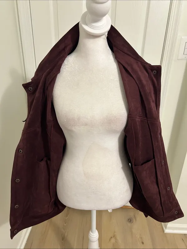 Free People Western Fringe Faux Suede Cosmic Karma Jacket In Wine Size Large - Image 10