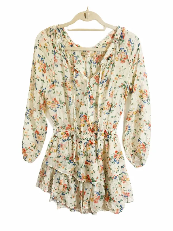 Love Shack Fancy Popover Sheer Dress in Floral Confetti Silk XS - Image 6