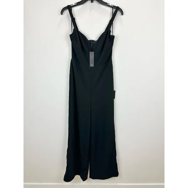 Lulus Brighton Black Plunge Wide-Leg Jumpsuit Formal Classic Cocktail Small NWT - Image 5