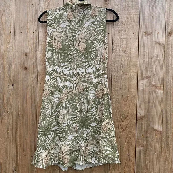 Mng collared tropical dress size‎ 6 Green - Image 6