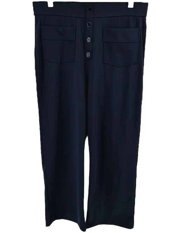 Halara High Waisted Button Multiple Pockets Straight Leg Pants Midnight Blue XL - Image 2