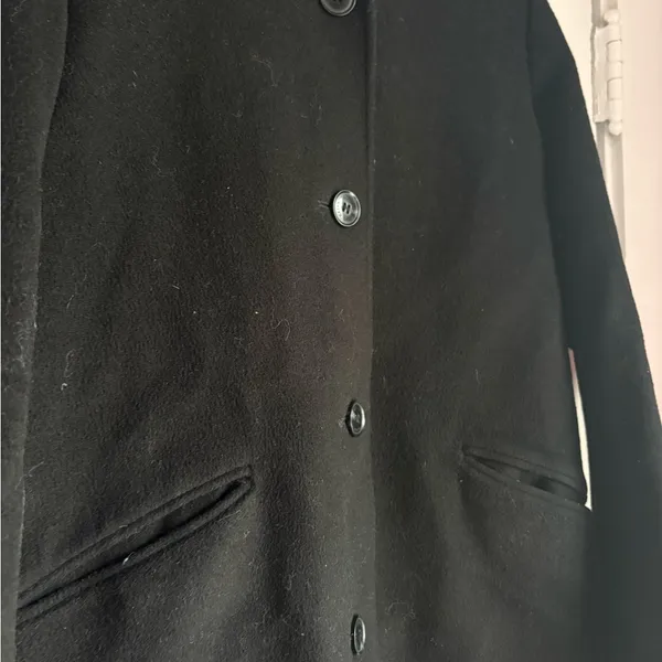 Lauren Ralph Lauren Wool Blend Black Coat Buckle Neck Button Front Size 6 - Image 3