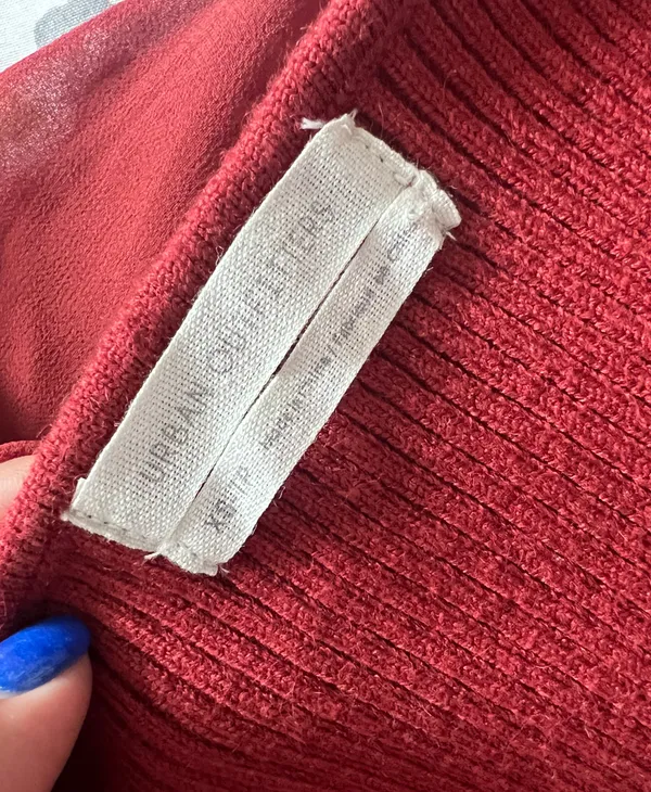 Urban Outfitters Maroon Ribbed Longsleeve With Sheer Sleeves - Image 3