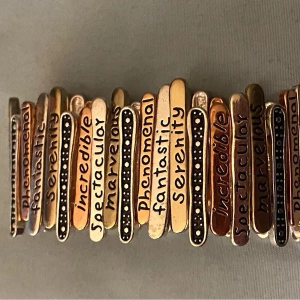 8.5” To 9.5” Stretch Bracelet Mixed Colored Metal Links Sayings Inspirational - Image 2