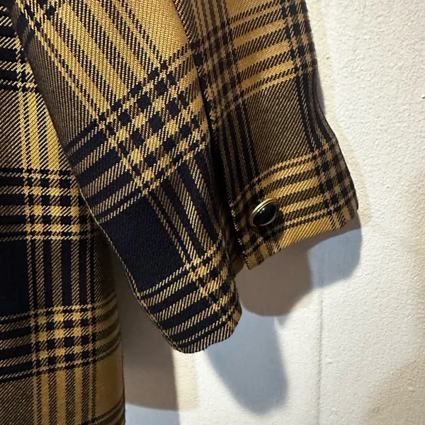 Vintage Navy‎ and tan plaid women’s blazer size 14 double breasted - Image 7