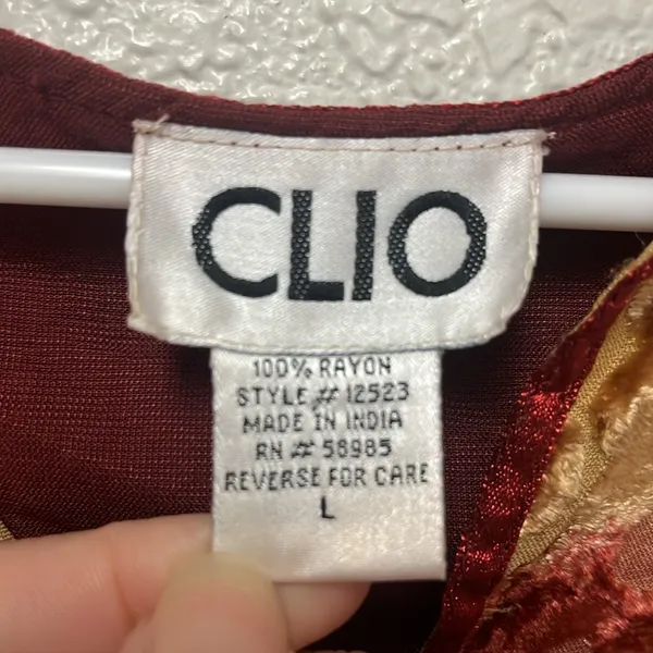 VINTAGE CLIO Crush Velvet Fall Hues Blouse Size Large - Image 11
