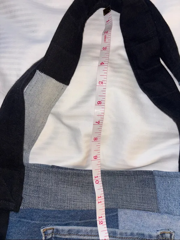 Denim Tote Bag Made Up Of All Different Swatches Of Denim Pocket On The Outside - Image 12