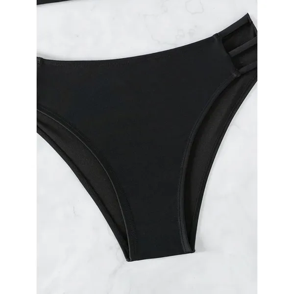 Boutique Black Push Up V Neck Bikini Criss Cross Back Two Piece Bathing Suit LARGE - Image 6