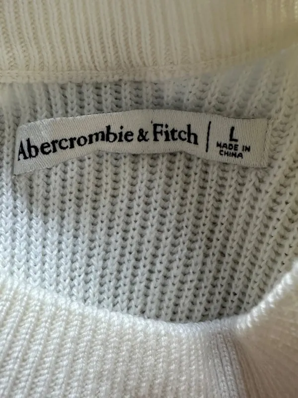 NEW Abercrombie & Fitch Size Large Cream Ribbed Knit Long-Sleeve Dress Boho NWT - Image 4