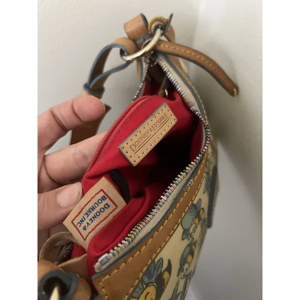 RARE VTG Y2K Dooney & Bourke Bumble Bee Print Shoulder Bag Leather canvas - Image 12