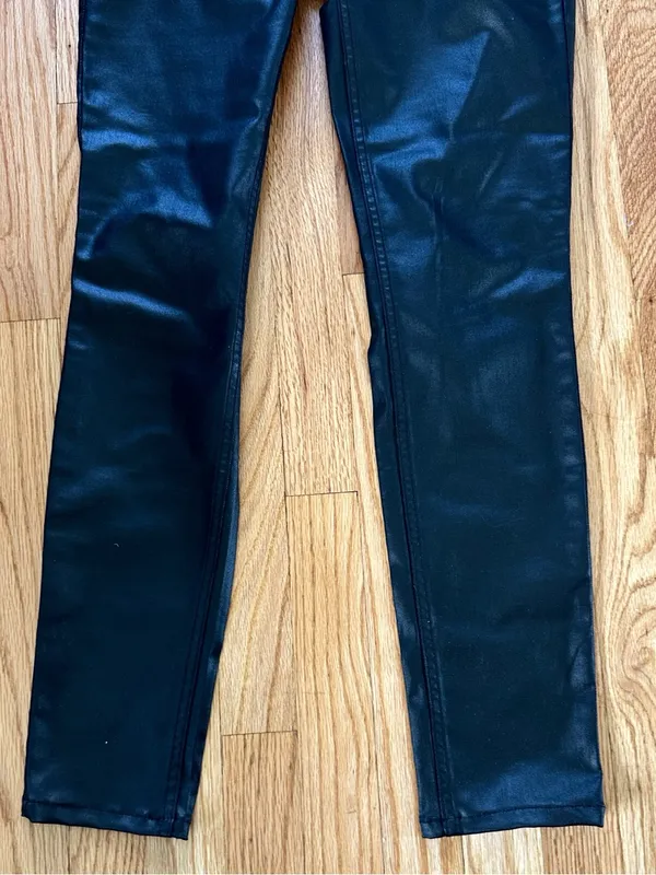 White House Black Market High-Rise Coated Skinny Jeans Black Size 4 - Image 3