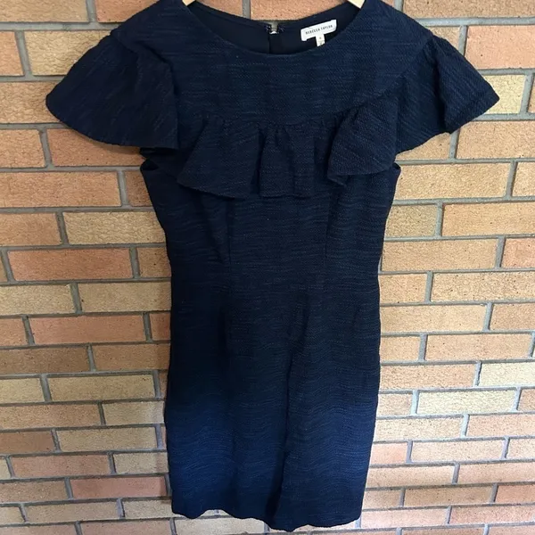 Rebecca Taylor Navy Blue Tweed Ruffle Sleeve Top Dress Women’s Size 4 - Image 3