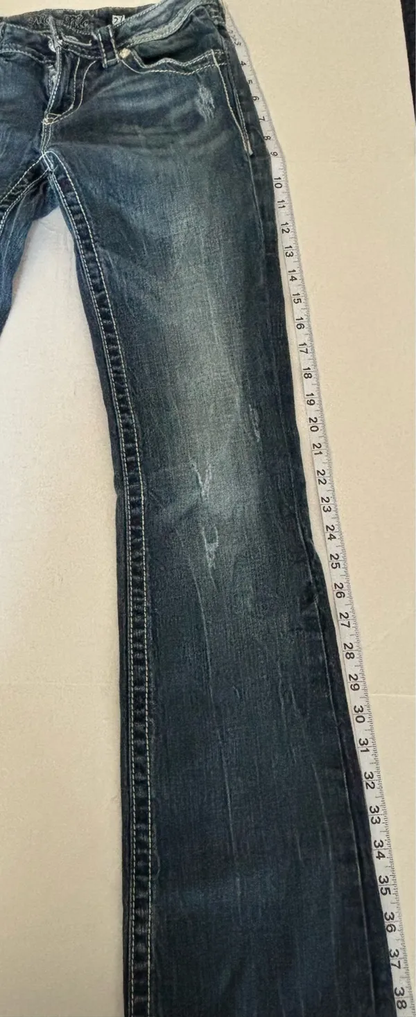 Miss Me Bootcut Jeans Size 27 Studded Pocket Medium Wash - Image 7