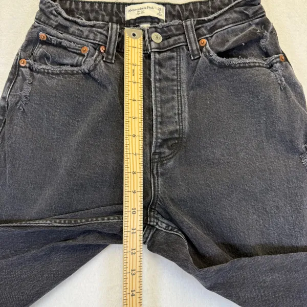 Abercrombie &‎ Fitch The Dad High Rise Curve Love Distressed Black Jeans 26 2S - Image 6