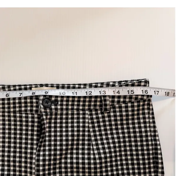 Maeve Anthropologie Gingham Check High‎ Rise Tapered Pants Black White Womens 10 - Image 6