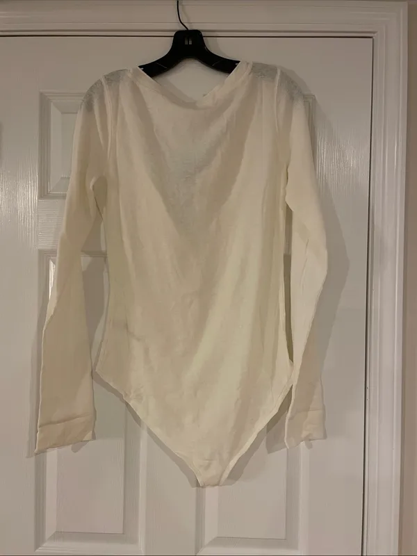 Free People Long Sleeve Henley Bodysuit - Cream - Image 4