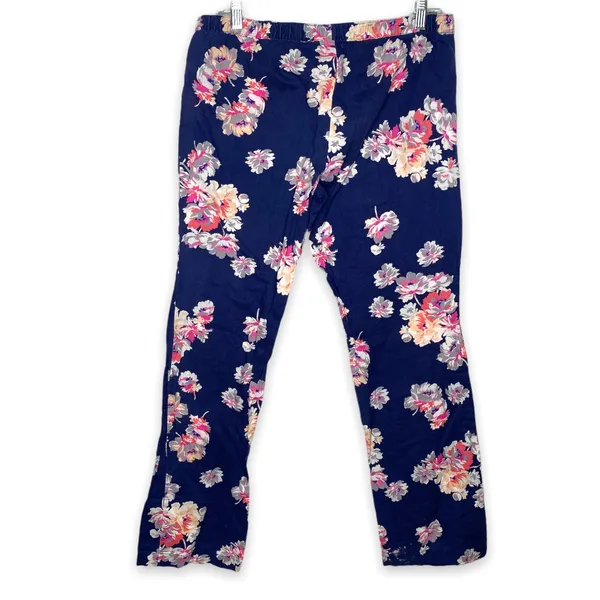 aerie Casual Pink Floral Blue Pajama PJ Lounge Pants Small - Image 7