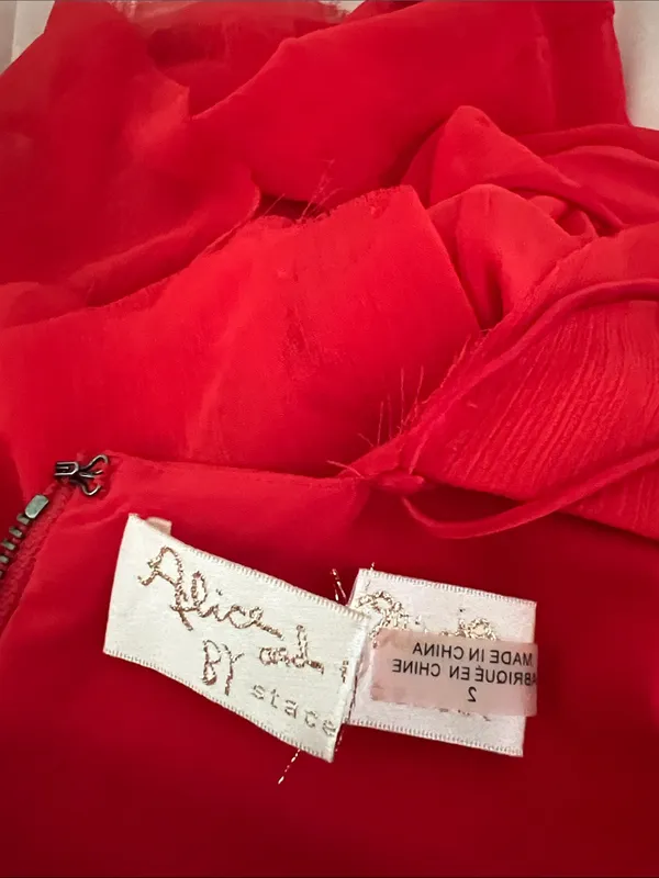Alice + Olivia Laverne Asymmetrical Ruffle Maxi Dress Red size 2 - Image 8