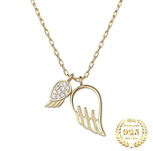 925 Sterling Silver 18k Gold Plated Necklace Double Pendant Dainty Minimalist - Image 3
