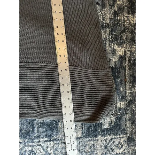 Michael Kors Asymmetric Sweater Size XL Gray Ribbed Pullover Side Zipper - Image 7