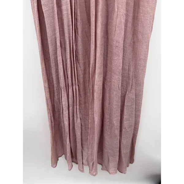 Alya‎ Duster Cardigan L/XL Dusty Rose Lace Trim Boho Open Front Maxi Kimono - Image 3