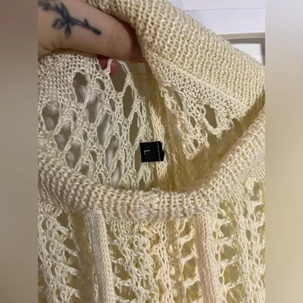 Odiva NWT Crochet Pullover Swimwear Cover Up Pants Size Large in Crème Color - Image 13