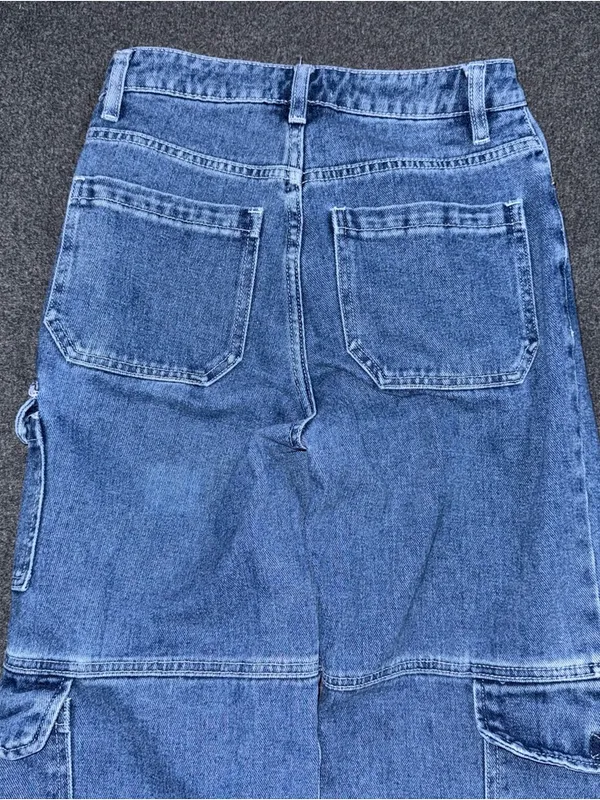 Pacsun Jeans 90s Boyfriend Straight 24 Medium Blue Denim Cargo Utility Workwear - Image 4