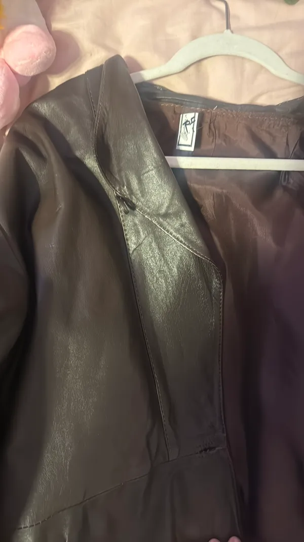 Brown leather jacket Size L - Image 2