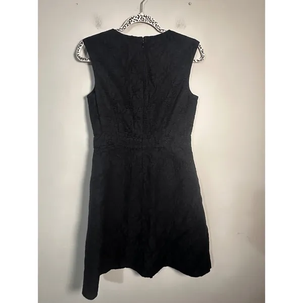 J.Crew Womens‎ Black Textured Jacquard Sleeveless Fit & Flare Dress Size 6 - Image 4