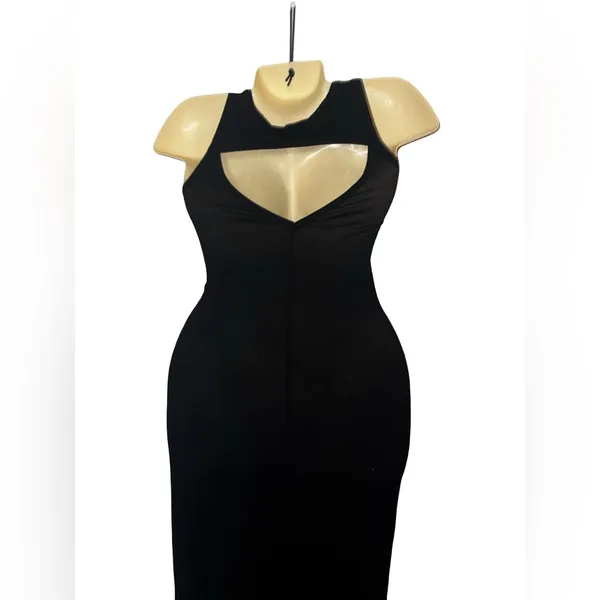 Sleek Black Maxi Tank Dress Size XS - Image 3