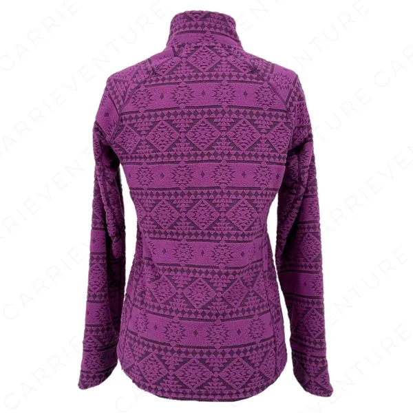 Eastern Mountain Sports Purple Fleece Jacket Hiking Geometric Aztec Pullover Size S - Image 3
