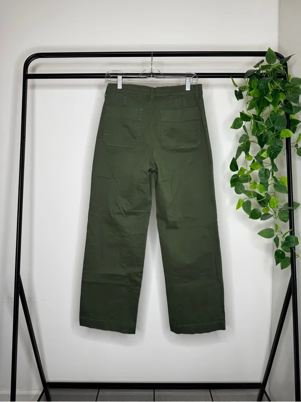 J. Crew Green Sailor Slim Wide Leg Chino Pant Cropped size 27T Tall Inseam BY638 - Image 4