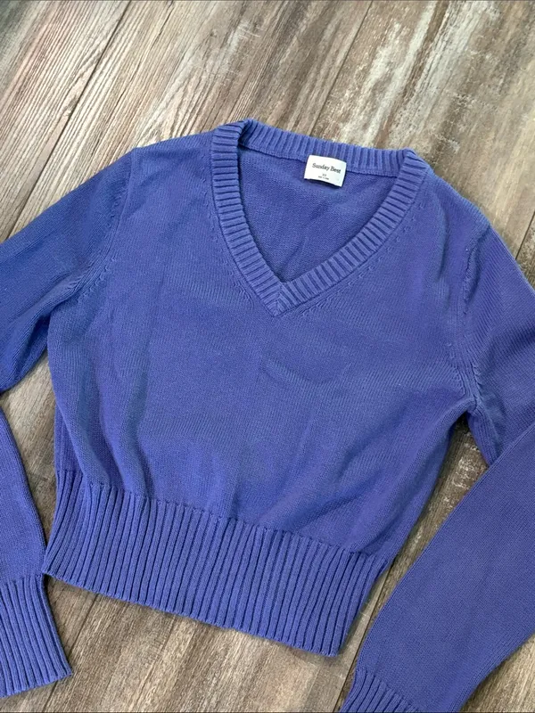 Aritzia Wilfred Cotton Sweater Purple - Image 3