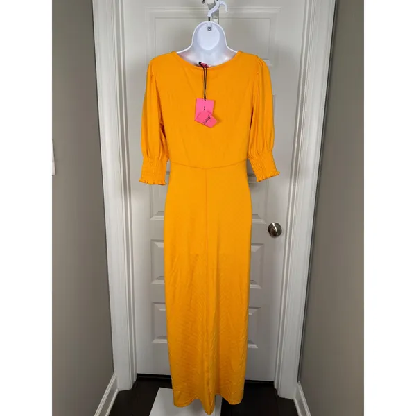 Betsey Johnson Orange Ribbed Maxi Dress NWT‎ Y2K Retro Indie Short Sleeve - Image 4