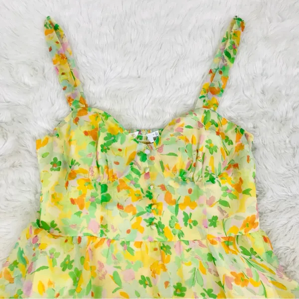 ASTR the Label Floral Chiffon‎ Maxi Dress Small Yellow Tiered Wedding Guest New - Image 5