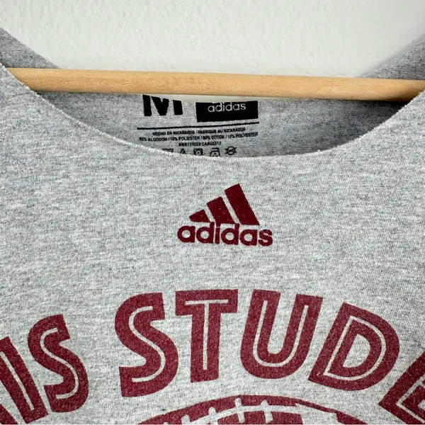 Adidas University of Massachusetts UMASS distressed cropped off the shoulder top - Image 3