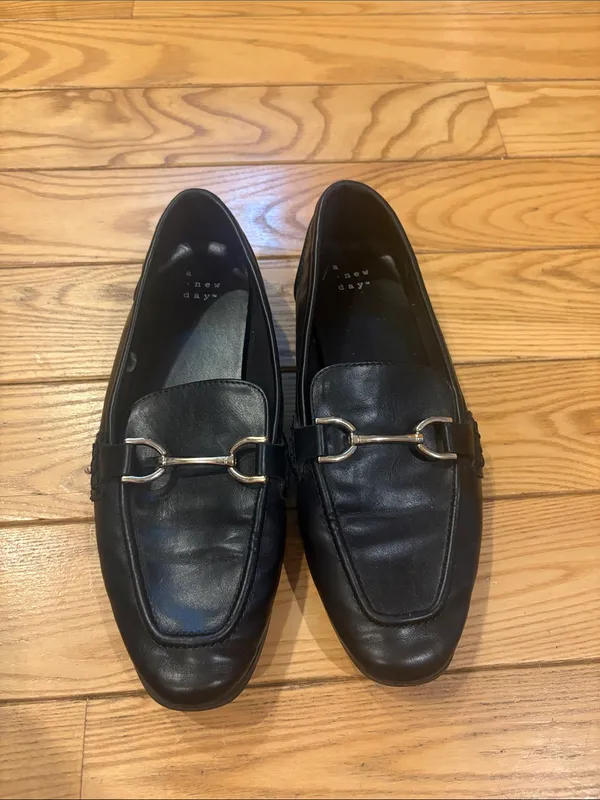 A New Day Black Square-Toe Loafer Flats with Horsebit Detail Size 6.5 - Image 2