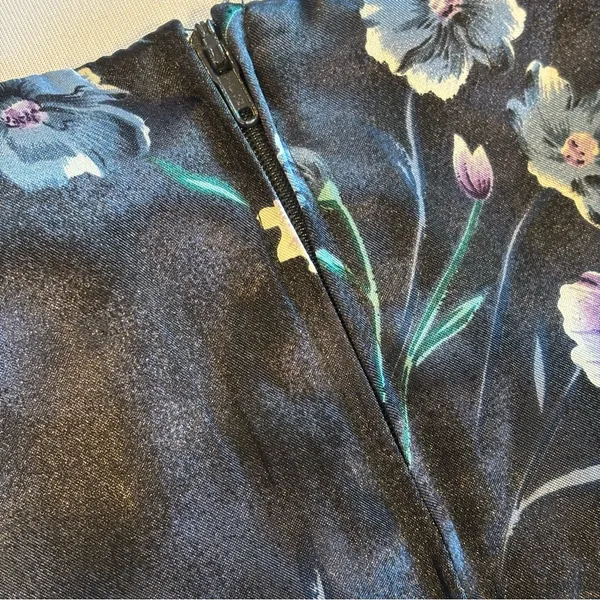 VINTAGE 90s Y2K Women’s Mini Sleeveless‎ Navy Floral Dress Size 11/12 - Image 5