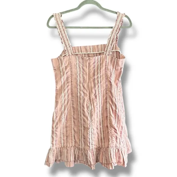 Alexis‎ Brandy Dress Rose Stripe Mini Pink White Ruffle Hem Square Neck Cotton - Image 5