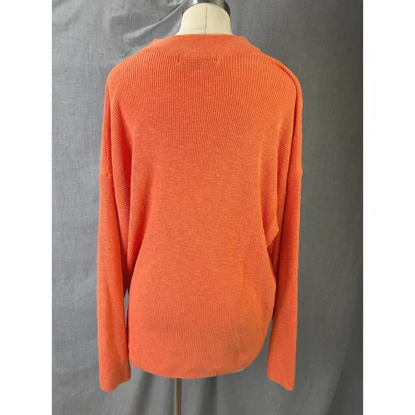 Free People Beach Orange Slouchy Mock Neck Oversized Sweater M - Image 6