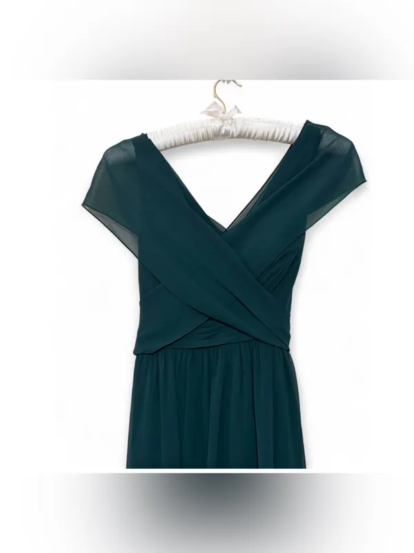 AZAZIE Womens Forest Green Vneck Chiffon Convertible Bridesmaids Dress Size A6 - Image 8