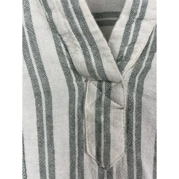 Madewell Lakeline Hester Stripe Linen Blend Popover Hi Low Blouse Size‎ S - Image 3