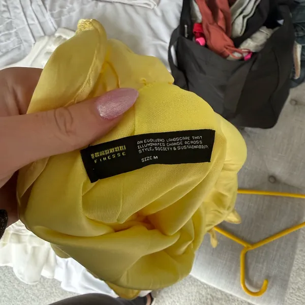 Finesse Soft Yellow Ruffle V-Neck Mini Dress - Image 3