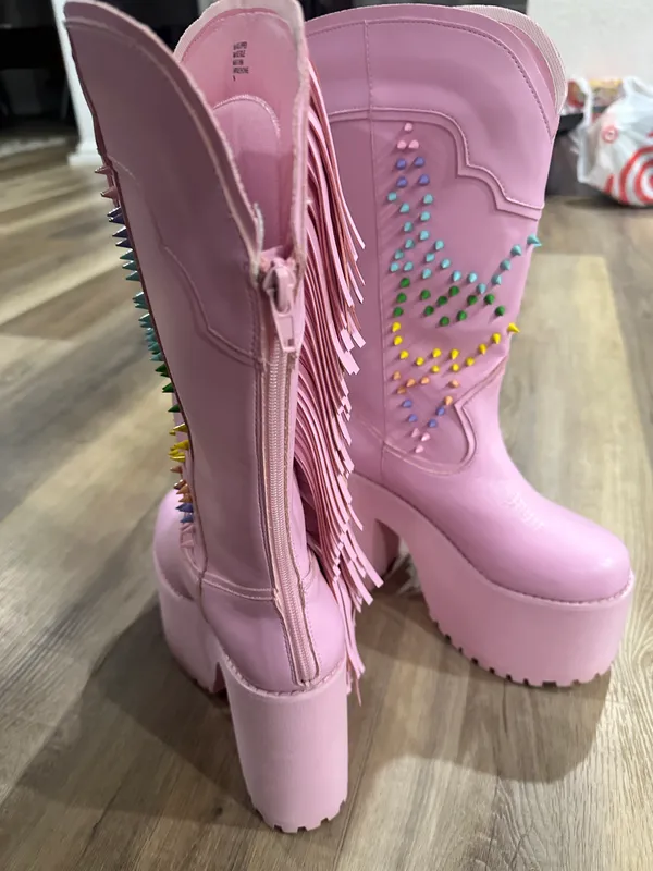 Pink Boots Size 9 - Image 5